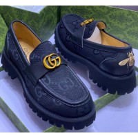 GUCCI  GG  MEN SHOES wt Web Print and Butterfly Logo - Black